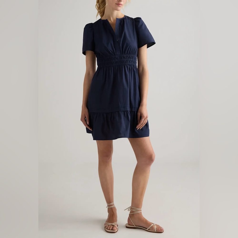 Quince Tiered Navy Blue Mini Dress sz Large
